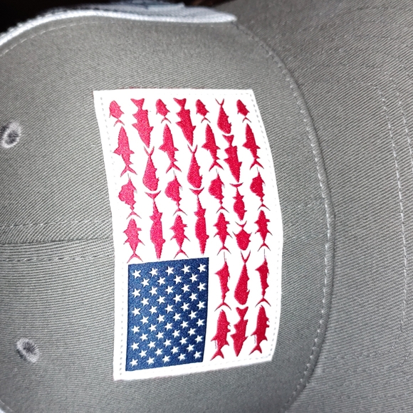 Columbia PFG USA Flag Mesh Back Trucker Hat Cap Unisex White Blue SnapBack NWT - Picture 2 of 9